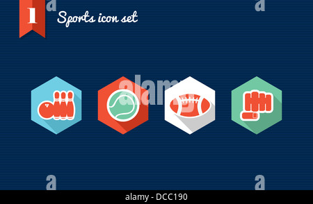 Colorful sport flat icon set: workout fitness web apps. Vector file layered for easy editing. Stock Photo