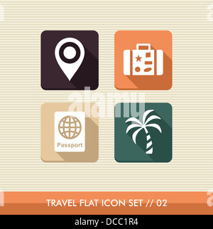 Travel flat icon set, vacations details reservation online app. Vector file layered for easy editing. Stock Photo