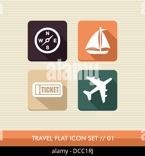 Travel flat icon set, vacations details online app. Vector file layered for easy editing. Stock Photo
