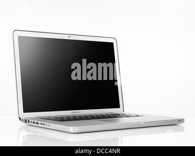 Apple Macbook Pro laptop computer with blank display isolated on white background Stock Photo