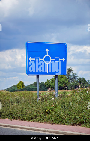 Road sign - put your text on blue pannel Stock Photo