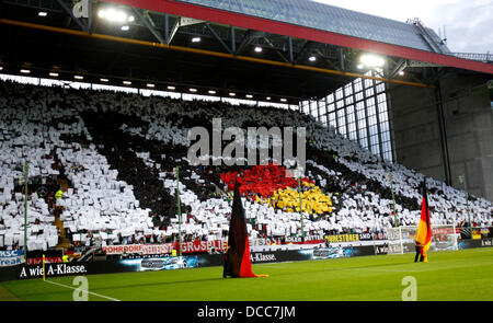 Kaiserslautern, Germany. 14th Aug, 2013. Choreo of german logo during the soccer match between Germany and Paraguay, Fritz Walter stadium in Kaiserslautern on August 14, 2013. © dpa picture alliance/Alamy Live News Stock Photo