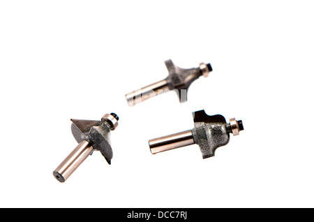 wood milling cutters tools isolated on white background Stock Photo