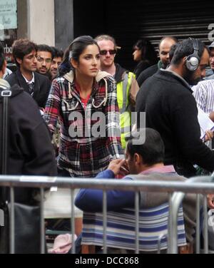 Katrina Kaif on the set of Ek Tha Tiger on Grafton Street Dublin, Ireland - 29.09.11 Stock Photo