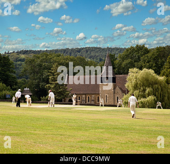Village cricket at Grayswood, Surrey. Stock Photo