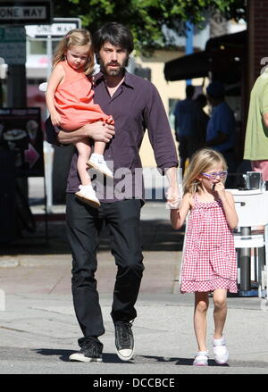 Ben Affleck and his daughters Violet and Seraphina Affleck are seen taking a walk in West Hollywood West Hollywood, California - 01.10.11 Stock Photo