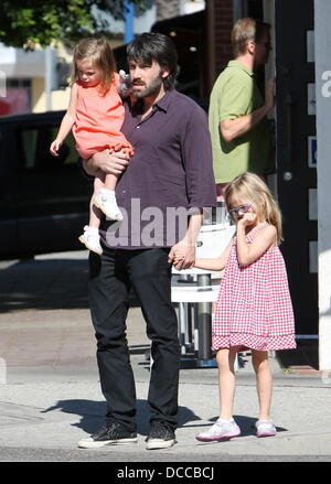 Ben Affleck and his daughters Violet and Seraphina Affleck are seen taking a walk in West Hollywood West Hollywood, California - 01.10.11 Stock Photo