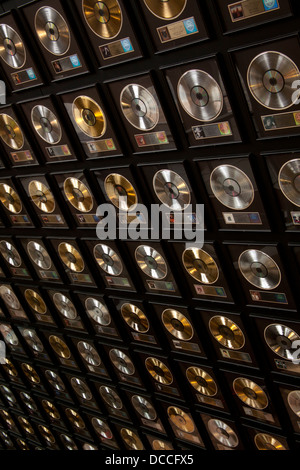 Gold Silver and Platinum records on display at the Country Music Hall of Fame and Museum in Nashville Tennessee USA Stock Photo