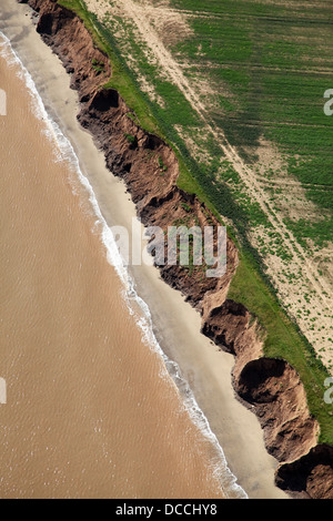 aerial view of coastal erosion near Withernsea in East Yorkshire Stock Photo