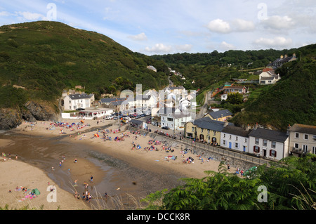 Llangrannog beach and village on the Cardigan Bay Coast Ceredigion Wales Cymru UK GB Stock Photo