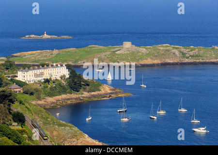 A view of Sorrento Point and Dalkey Island, viewd from killiney Hill, County Dublin, Ireland Stock Photo