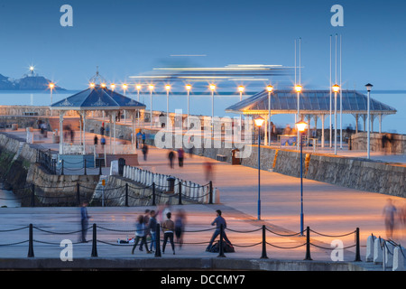 The East Pier, Dun Laoghaire Harbour, Dublin, Ireland by night Stock Photo