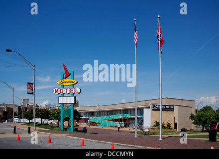 Lorraine Motel where Martin Luther King was assassinated in 1968 outside his room 306 in Memphis Tennessee USA Stock Photo