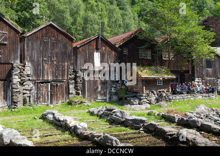 Old boat houses - Geiranger Stock Photo