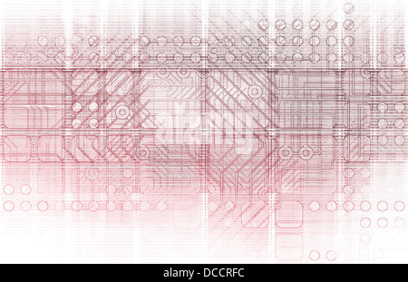 Cybernetics Mechanical Design as a Blueprints Art Stock Photo