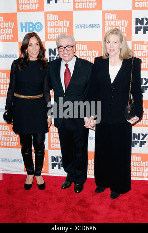 Olivia Harrison, Martin Scorsese and his wife Helen Morris  HBO documentary screening of 'George Harrison: Living in the Material World' at Alice Tully Hall New York City, USA - 04.10.11 Stock Photo