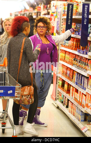 X Factor Finalists Leigh-Anne Pinnock, Jesy Nelson of Little Mix (Formerly Rhythmix)  go shopping together at Sainsbury's   London, England - 05.10.11 Stock Photo