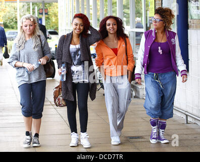 X Factor Finalists Perrie Edwards, Leigh-Anne Pinnock Jade Thirlwall, Jesy Nelson, of Little Mix  go shopping together  London, England - 05.10.11 Stock Photo