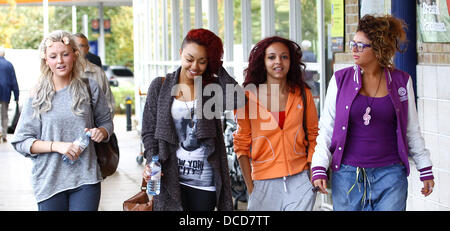 X Factor Finalists Perrie Edwards, Leigh-Anne Pinnock Jade Thirlwall, Jesy Nelson, of Little Mix  go shopping together  London, England - 05.10.11 Stock Photo