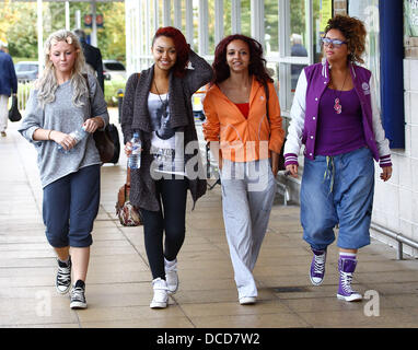 X Factor Finalists Perrie Edwards, Leigh-Anne Pinnock Jade Thirlwall, Jesy Nelson, of Little Mix  go shopping together  London, England - 05.10.11 Stock Photo