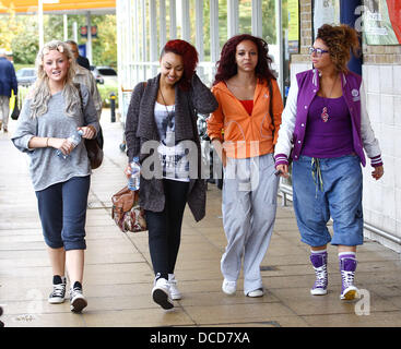 X Factor Finalists Perrie Edwards, Leigh-Anne Pinnock Jade Thirlwall, Jesy Nelson, of Little Mix  go shopping together  London, England - 05.10.11 Stock Photo