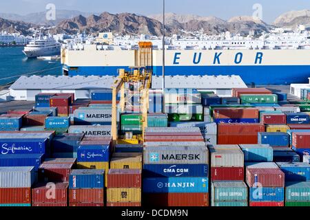 Container port at Muscat Port Sultan Qaboos Muttrah in Oman Stock Photo ...