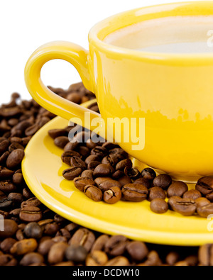 Yellow Coffee Cup With Beans Isolated Stock Photo Alamy yellow-coffee-cup-with-beans-isolated-stock-photo-alamy