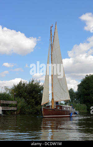 Heritage 1930s Broads yacht from Hunter's Yard on the River Ant, Norfolk, Broads National Park Stock Photo