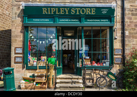 The historic Ripley Store, established in 1832, in the centre of the picturesque village of Ripley, North Yorkshire, England, UK Stock Photo