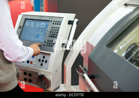 man working at programmable machine Stock Photo