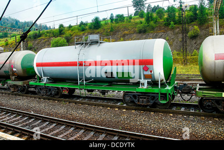 Railroad tank cars at the railway station Stock Photo