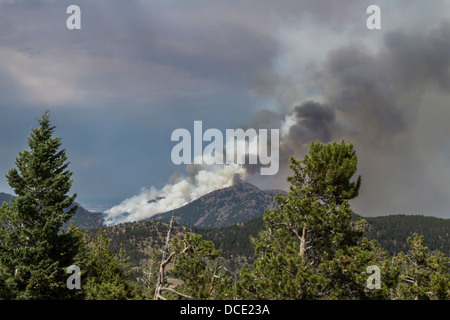 USA, Colorado, Boulder, Flagstaff Fire, Smoke from the Forest Fire. Stock Photo