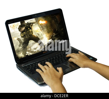 call of duty modern warfare game on a laptop computer Stock Photo
