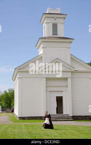 New York, Cooperstown, Farmers' Museum. Open-air rural museum. Cornwallville Church. Stock Photo
