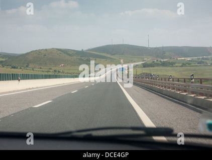 Empty motorway with no traffic A22 motorway through Algarve Near Lagos Portugal Stock Photo