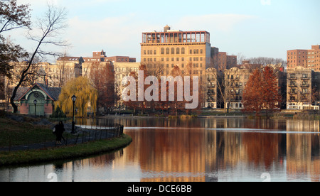 harlem meer pond reflecting pretty colors in late autumn in NYC Stock Photo