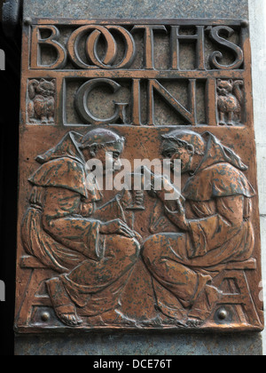 Booths Gin in copper engraving plate, outside the historic Black Friar pub , Blackfriars London England UK Stock Photo