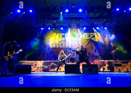 German power metal band Helloween performs on music festival Rock pod Kamenom 2013 in Snina, Slovakia Stock Photo