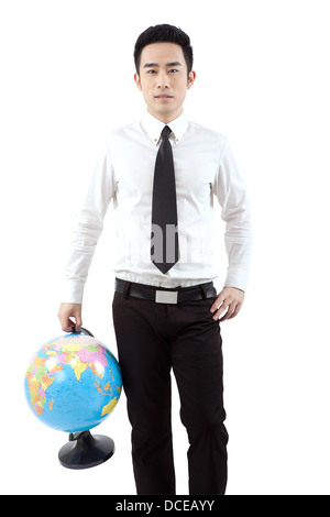 Business people and globe Stock Photo