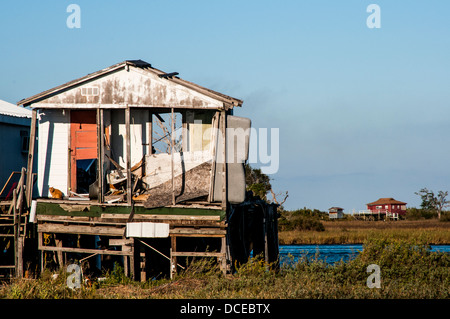 USA, Louisiana, Atchafalaya Basin, Leeville, old home damaged and abandoned. Stock Photo