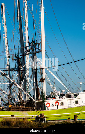 USA, Louisiana, Atchafalaya Basin, Leeville, old sailing fishing boats. Stock Photo