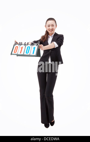 Business lady and scoreboard Stock Photo