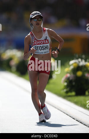 Kumi Otoshi of Japan competes in the women's 20km race walk at the 14th IAAF World Championships at the Luzhniki Stadium, Moscow, Russia.  (Photo by Takashi Okui) Stock Photo