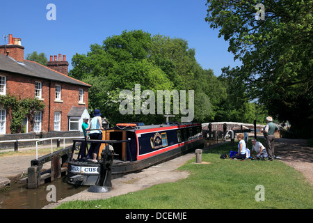 Junction lock at Fradley Junction on the Trent and Mersey canal just by the point where the junction with the Coventry Canal Stock Photo