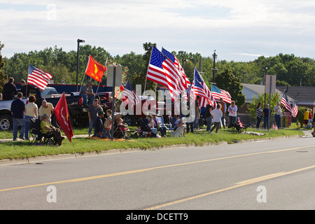 funeral daniel alamy procession flags lined