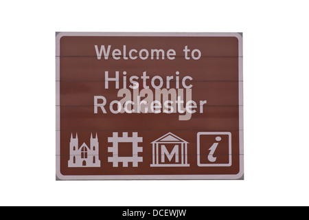 Welcome to Historic Rochester Sign Rochester Kent UK October 2017 Stock ...