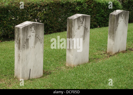 CSA Confederate States of America unknown soldier tombstone located at Springwood Cemetery in Greenville, South Carolina Stock Photo