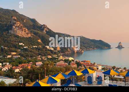 Agios Gordios beach at Corfu island in Greece Stock Photo