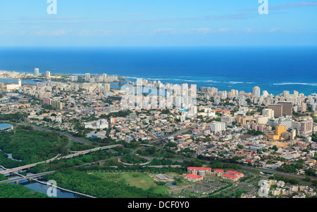 San Juan aerial view with blue sky and sea. Puerto Rico. Stock Photo