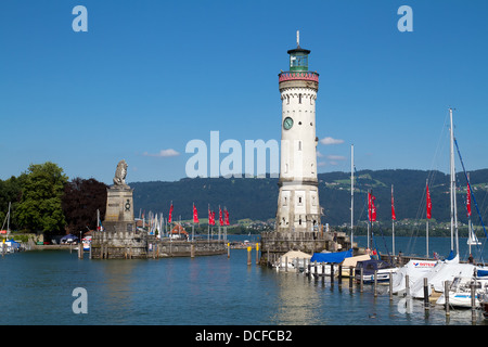 Harbour of Lindau in Lake Constance, Germany Stock Photo